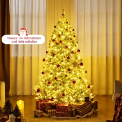 180 cm Künstlicher Weihnachtsbaum mit Beleuchtung Tannenbaum mit 350 mehrfarbigen LED-Lichtern