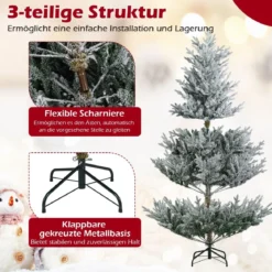 180 cm Künstlicher Weihnachtsbaum mit Beleuchtung & Schnee Tannenbaum Christbaum Kunstbaum