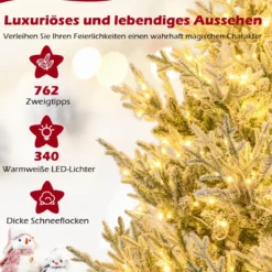 180 cm Künstlicher Weihnachtsbaum mit Beleuchtung & Schnee Tannenbaum Christbaum Kunstbaum