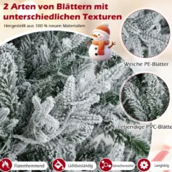 180 cm Künstlicher Weihnachtsbaum mit Beleuchtung & Schnee Tannenbaum Christbaum Kunstbaum