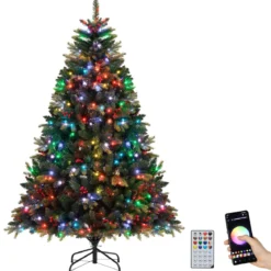 180 cm Künstlicher Weihnachtsbaum mit 370 APP-Gesteuerte Mehrfarbige RGB-Lichter Kunstbaum