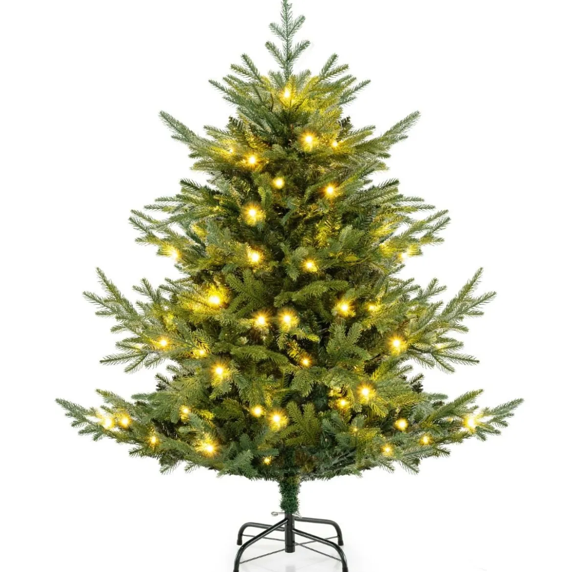 135 cm Künstlicher Weihnachtsbaum mit Beleuchtung Tannenbaum mit 160 warmweißen LED-Lichtern und 8 Lichtmodi