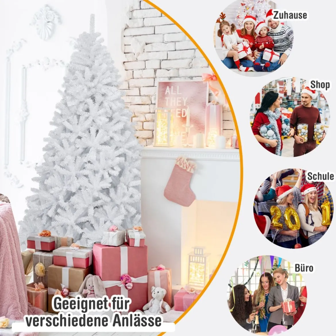 180 cm Künstlicher Weihnachtsbaum mit 1477 Zweigen Tannenbaum für Zuhause