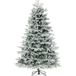 210 cm Künstlicher Weihnachtsbaum mit Schnee und Beleuchtung Tannenbaum mit 450 Warmweißen LED-Lichtern