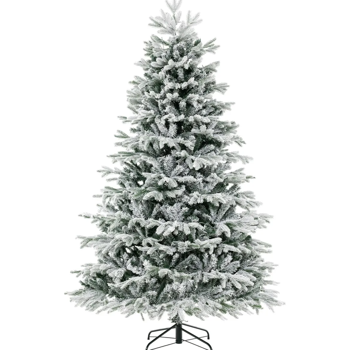 210 cm Künstlicher Weihnachtsbaum mit Schnee und Beleuchtung Tannenbaum mit 450 Warmweißen LED-Lichtern