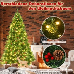 200cm künstlicher Weihnachtsbaum Tannenbaum Christbaummit 1100 Zweigen & Premium Kunstbaum grün