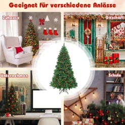 200cm künstlicher Weihnachtsbaum Tannenbaum Christbaummit 1100 Zweigen & Premium Kunstbaum grün