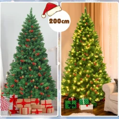 200cm künstlicher Weihnachtsbaum Tannenbaum Christbaummit 1100 Zweigen & Premium Kunstbaum grün