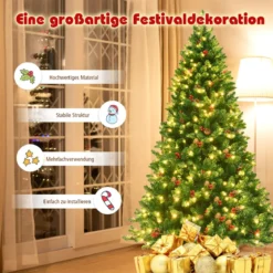 200cm künstlicher Weihnachtsbaum Tannenbaum Christbaummit 1100 Zweigen & Premium Kunstbaum grün