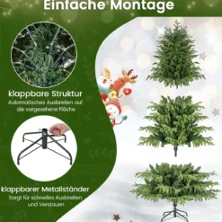 180 cm Künstlicher Weihnachtsbaum mit Beleuchtung Tannenbaum Christbaum Grün