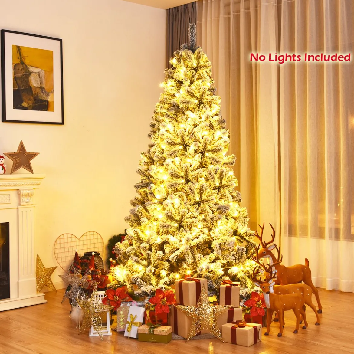 180cm Künstlicher Weihnachtsbaum mit Schnee & Metallständer & PVC Nadeln Tannenbaum