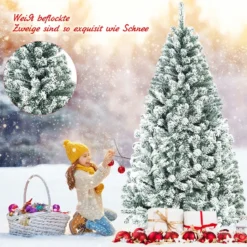 180cm Künstlicher Weihnachtsbaum mit Schnee & Metallständer & PVC Nadeln Tannenbaum