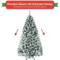 180cm Künstlicher Weihnachtsbaum mit Schnee & Metallständer & PVC Nadeln Tannenbaum