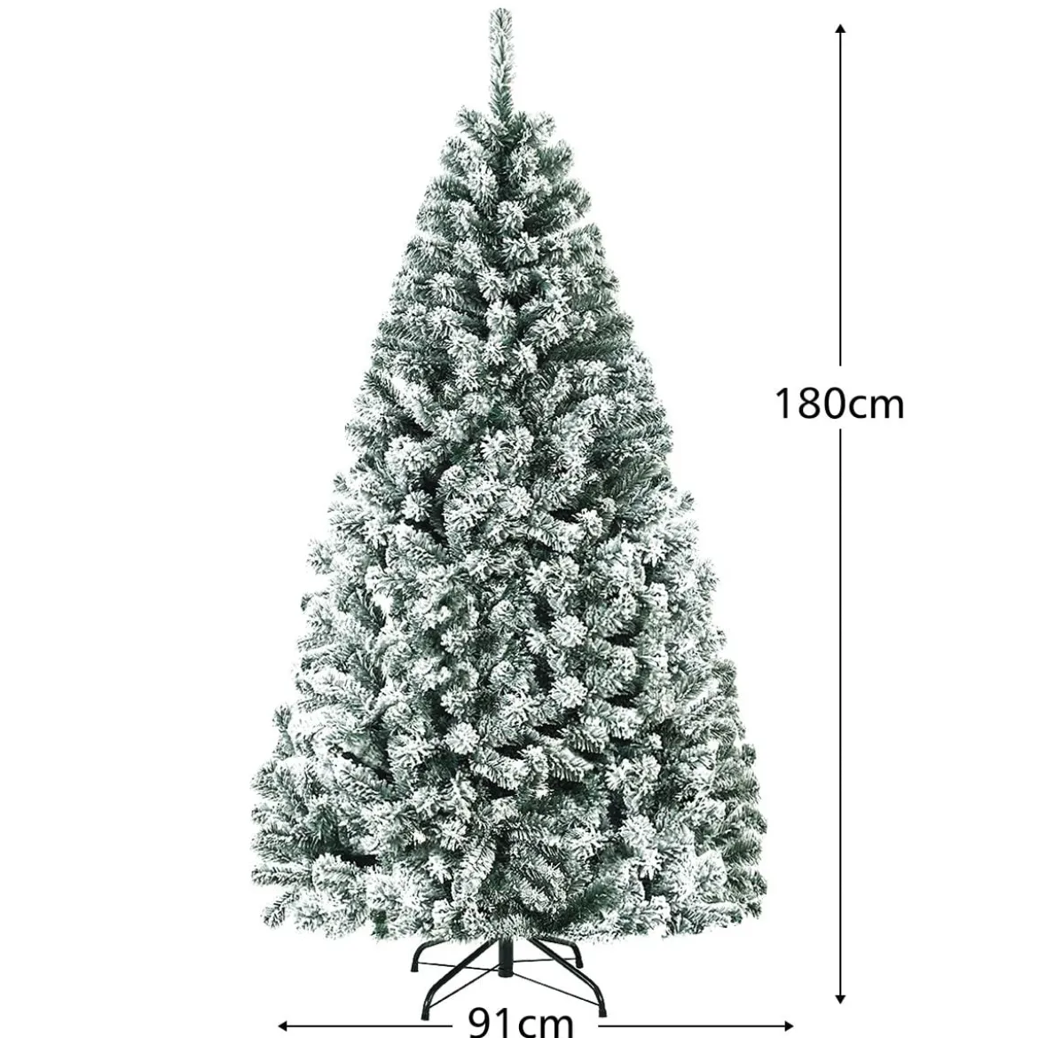 180cm Künstlicher Weihnachtsbaum Schnee Tannenbaum Metallständer Christbaum