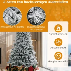 240 cm Künstlicher Weihnachtsbaum mit Beleuchtung & Schnee Tannenbaum Christbaum Kunstbaum