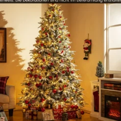 240 cm Künstlicher Weihnachtsbaum mit Beleuchtung & Schnee Tannenbaum Christbaum Kunstbaum