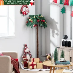 150 cm Künstlicher Weihnachtsbaum Beleuchtete Weihnachtspalme mit Warmweißen Lichtern