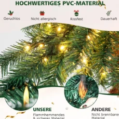 150 cm Künstlicher Weihnachtsbaum Beleuchtete Weihnachtspalme mit Warmweißen Lichtern