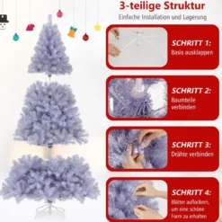 225 cm Künstlicher Weihnachtsbaum mit Beleuchtung Tannenbaum mit warmweißen LED-Lichtern Violett
