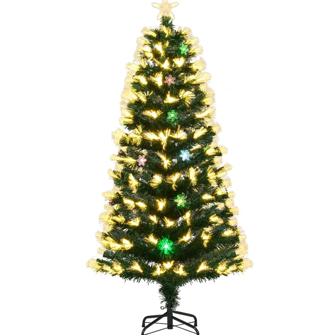 150 cm Künstlicher Weihnachtsbaum mit Beleuchtung & Sternspitze Mini Tannenbaum Christbaum
