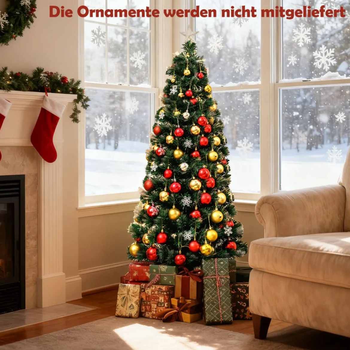 150 cm Künstlicher Weihnachtsbaum mit Beleuchtung & Sternspitze Mini Tannenbaum Christbaum