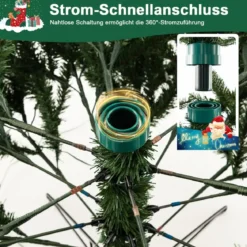180 cm Künstlicher Weihnachtsbaum mit Beleuchtung & Metallständer Schneebedeckt