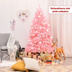 180 cm künstlicher Weihnachtsbaum mit klappbarem Metallständer Christbaum Rosa