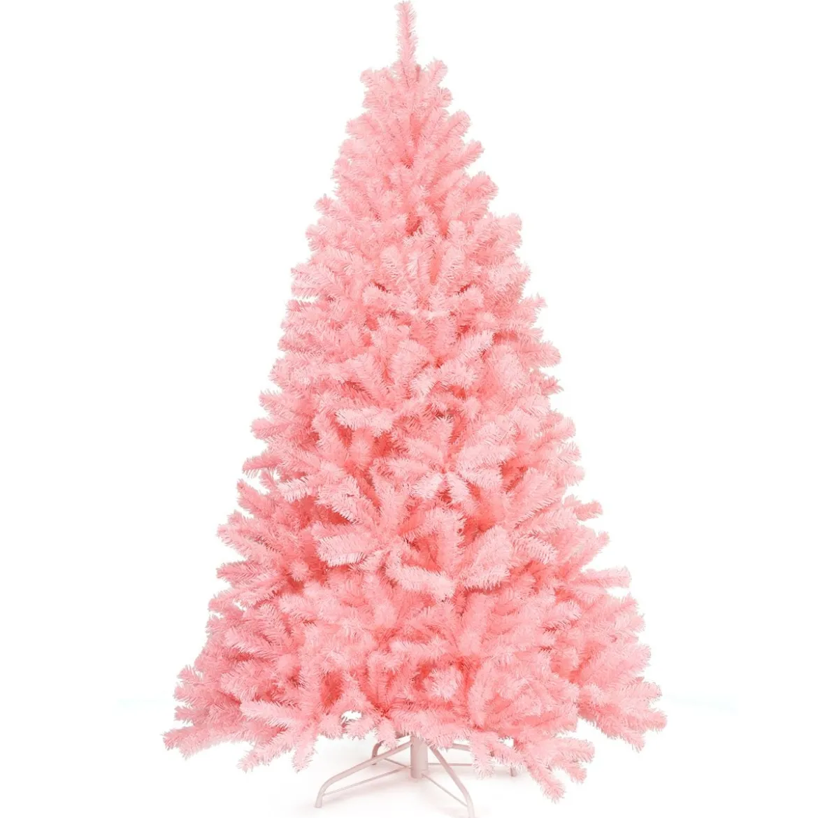 180 cm künstlicher Weihnachtsbaum mit klappbarem Metallständer Christbaum Rosa
