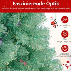 180 cm Künstlicher Weihnachtsbaum mit Beleuchtung Tannenbaum mit warmweißen LED-Lichtern Grün