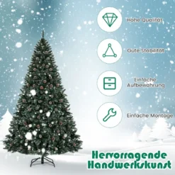 150 cm Künstlicher Weihnachtsbaum Verschneiter Festtagsbaum mitMetallständer
