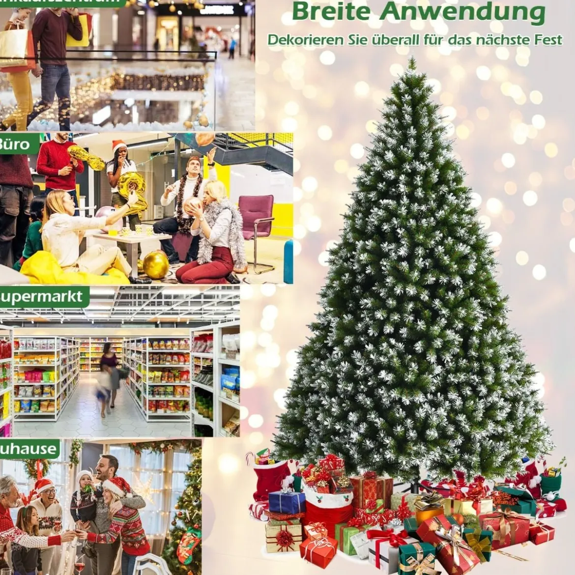150 cm künstlicher Weihnachtsbaum mit Schnee luxuriöser verschneiter Weihnachtsbaum Grün