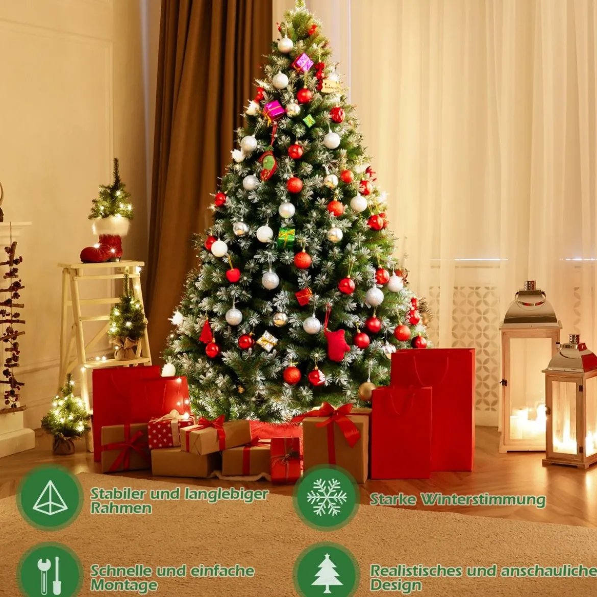150 cm künstlicher Weihnachtsbaum mit Schnee luxuriöser verschneiter Weihnachtsbaum Grün