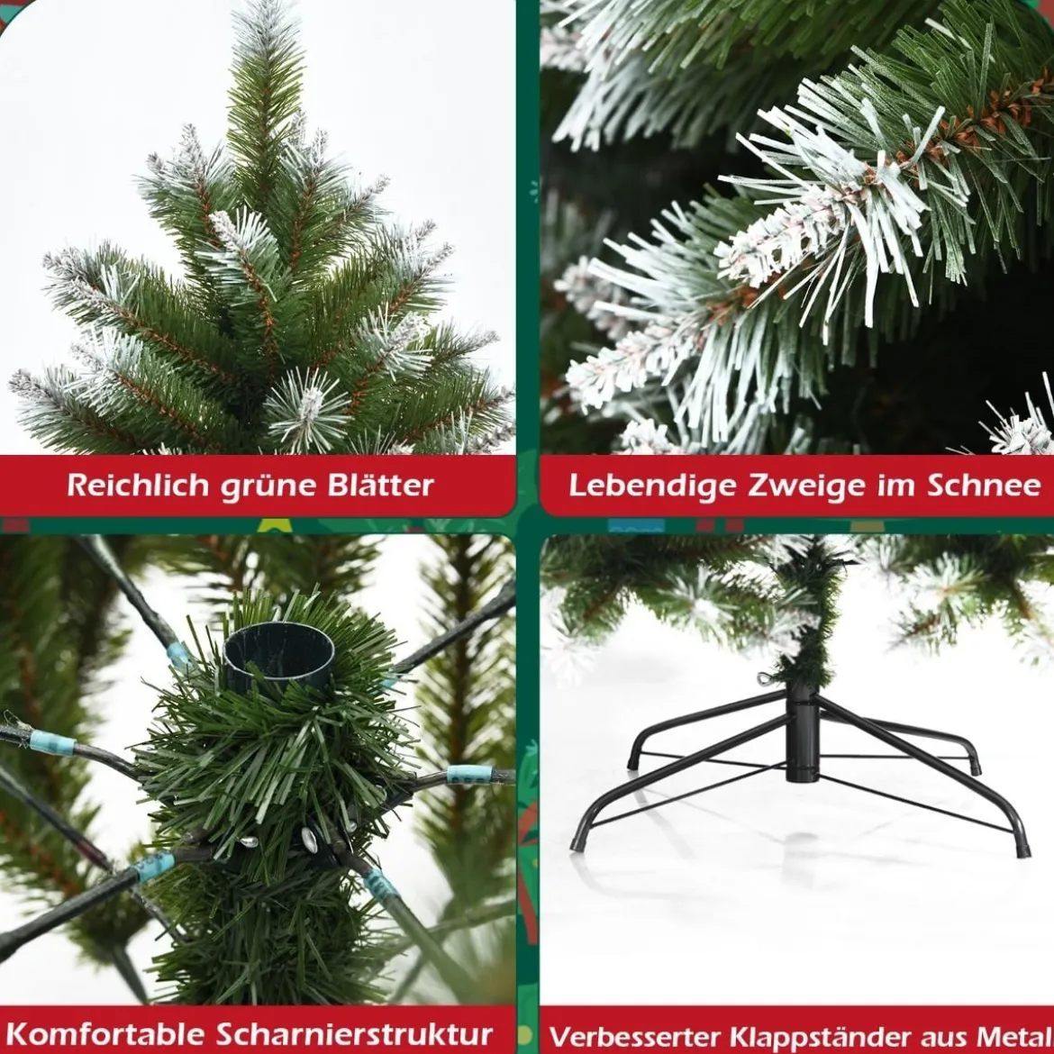 150 cm künstlicher Weihnachtsbaum mit Schnee luxuriöser verschneiter Weihnachtsbaum Grün