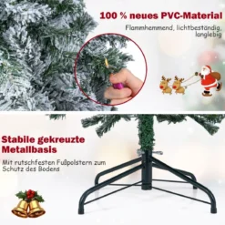 180 cm Künstlicher Weihnachtsbaum mit 260 Warmweißen LED-Lichtern & Schnee Bleistift Tannenbaum
