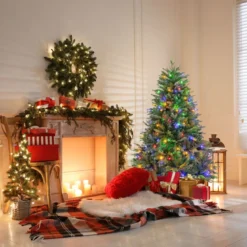 150 cm Künstlicher Weihnachtsbaum mit LEDs in Mehrfarbig & Warmweiß & 11 Lichtmodi