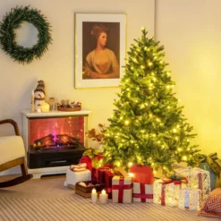150 cm Künstlicher Weihnachtsbaum mit LEDs in Mehrfarbig & Warmweiß & 11 Lichtmodi