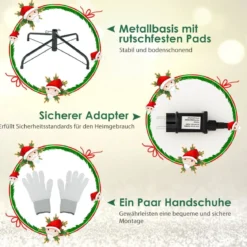 150 cm Künstlicher Weihnachtsbaum mit LEDs in Mehrfarbig & Warmweiß & 11 Lichtmodi