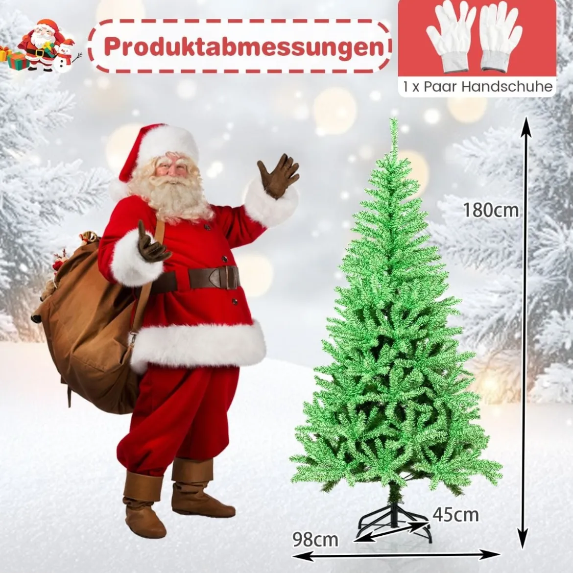 180 cm Künstlicher Weihnachtsbaum im Dunkeln Leuchtend Tannenbaum Christbaum Kunstbaum