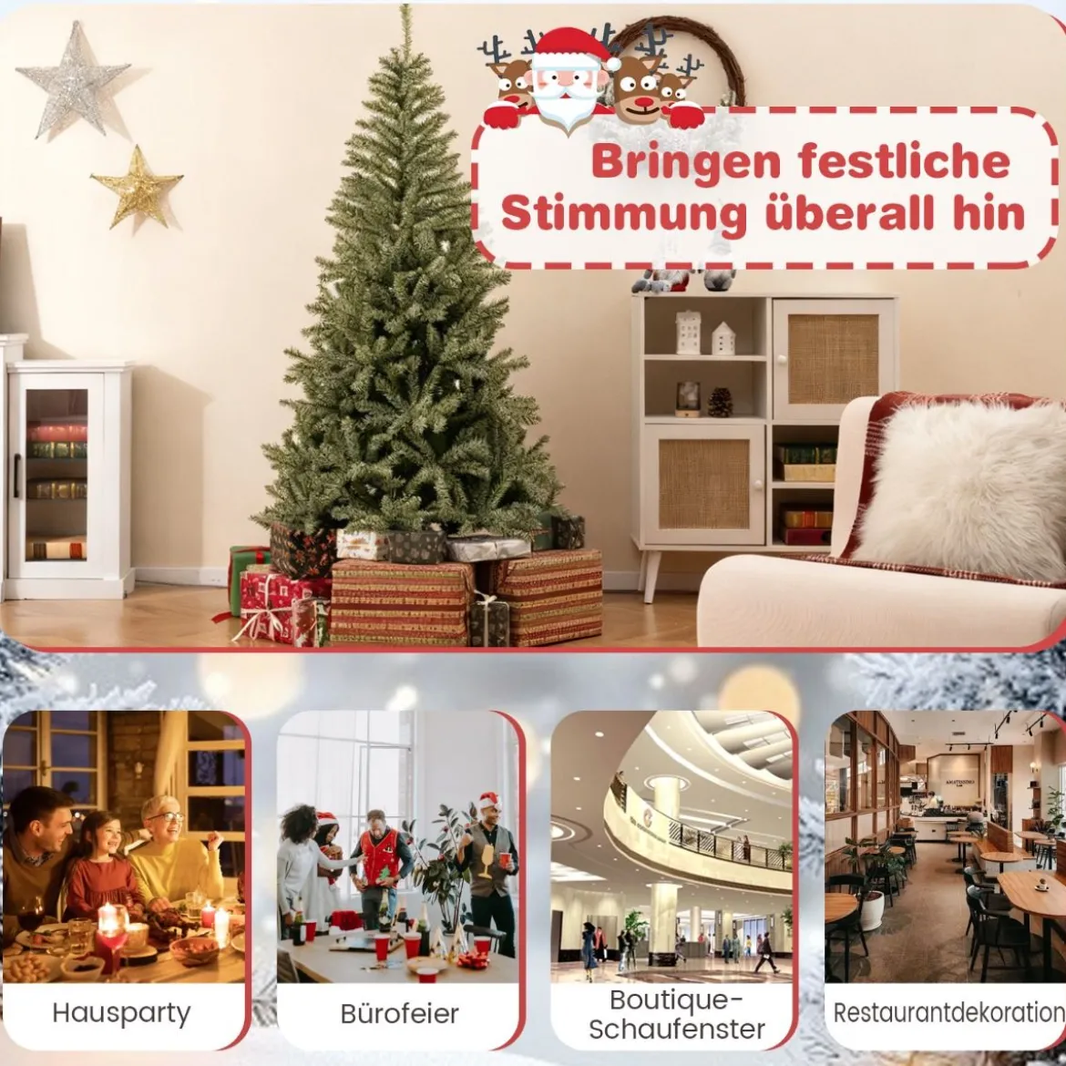 180 cm Künstlicher Weihnachtsbaum im Dunkeln Leuchtend Tannenbaum Christbaum Kunstbaum