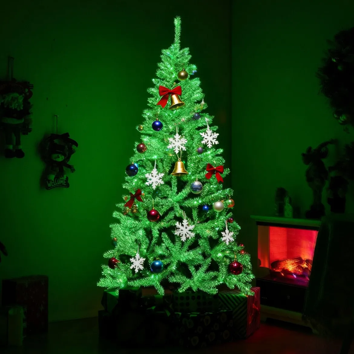 180 cm Künstlicher Weihnachtsbaum im Dunkeln Leuchtend Tannenbaum Christbaum Kunstbaum