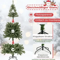 180 cm Künstlicher Weihnachtsbaum im Dunkeln Leuchtend Tannenbaum Christbaum Kunstbaum
