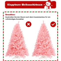225 cm Künstlicher Weihnachtsbaum Christbaum PVC-Material Kunstbaum Weihnachten Rosa
