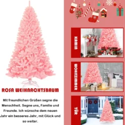 225 cm Künstlicher Weihnachtsbaum Christbaum PVC-Material Kunstbaum Weihnachten Rosa