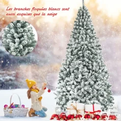 270 cm Künstlicher Weihnachtsbaum mit Schnee & Metallständer & PVC Nadeln Tannenbaum