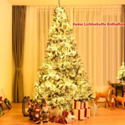 270 cm Künstlicher Weihnachtsbaum mit Schnee & Metallständer & PVC Nadeln Tannenbaum