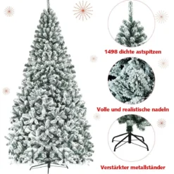 270 cm Künstlicher Weihnachtsbaum mit Schnee & Metallständer & PVC Nadeln Tannenbaum