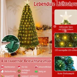 180 cm Künstlicher Weihnachtsbaum mit 8 Beleuchtungsmodi Christbaum in Glasfaseroptik
