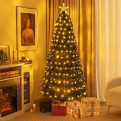 180 cm Künstlicher Weihnachtsbaum mit 8 Beleuchtungsmodi Christbaum in Glasfaseroptik