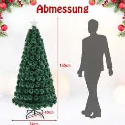 180 cm Künstlicher Weihnachtsbaum mit 8 Beleuchtungsmodi Christbaum in Glasfaseroptik