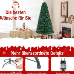 180 cm Künstlicher Weihnachtsbaum mit 8 Beleuchtungsmodi Christbaum in Glasfaseroptik